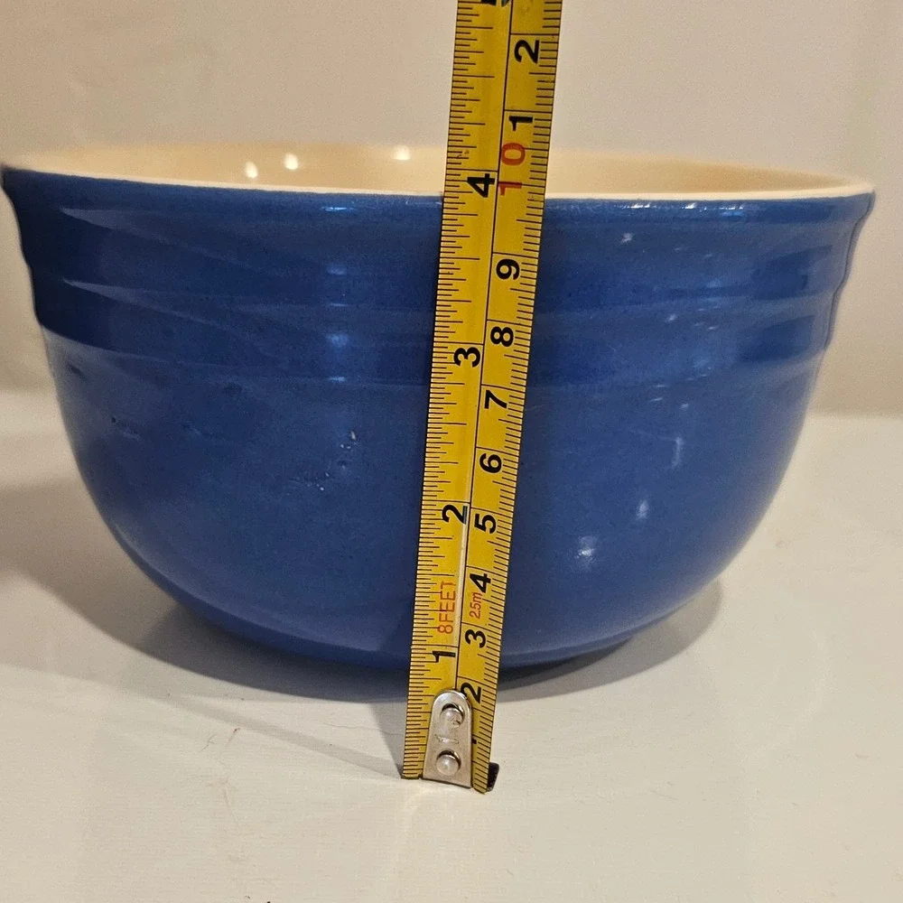Vintage Oxford Stoneware Cobalt Blue Mixing Bowl 7 Inch Ribbed Farmhouse